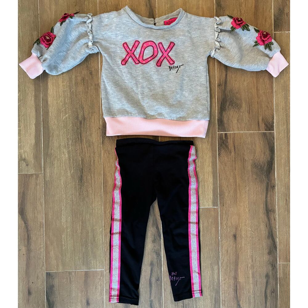 Betsey Johnson Infant Girl Outfit 18 Months Floral Appliqué